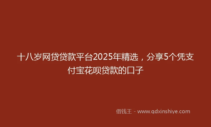 十八岁网贷贷款平台2025年精选，分享5个凭支付宝花呗贷款的口子