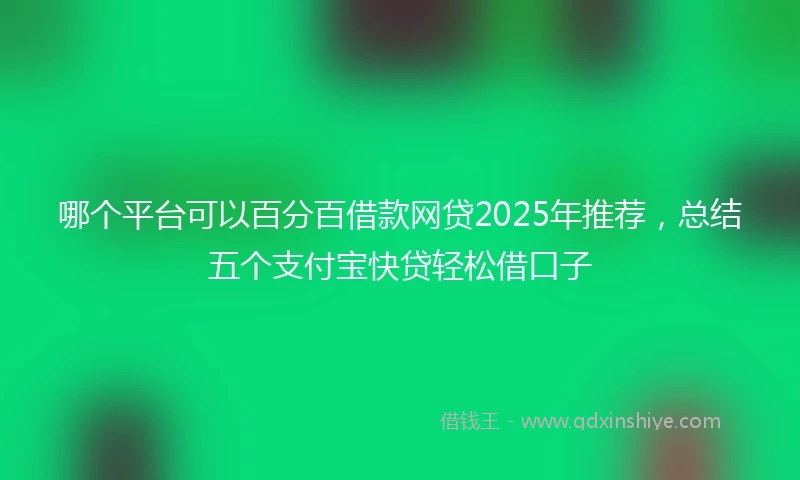 哪个平台可以百分百借款网贷2025年推荐，总结五个支付宝快贷轻松借口子