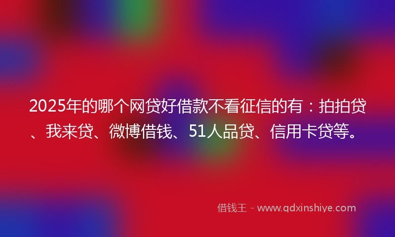 2025年的哪个网贷好借款不看征信的有：拍拍贷、我来贷、微博借钱、51人品贷、信用卡贷等。