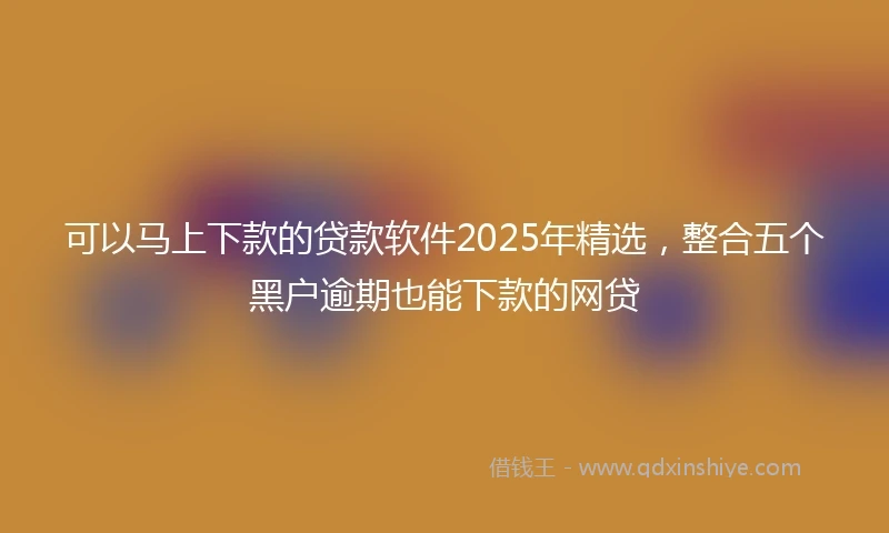 可以马上下款的贷款软件2025年精选，整合五个黑户逾期也能下款的网贷