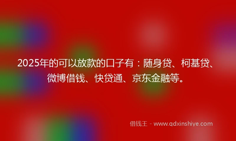 2025年的可以放款的口子有：随身贷、柯基贷、微博借钱、快贷通、京东金融等。