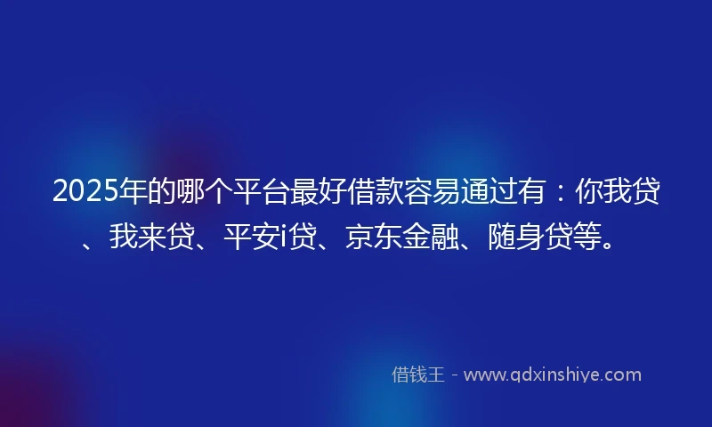 2025年的哪个平台最好借款容易通过有：你我贷、我来贷、平安i贷、京东金融、随身贷等。