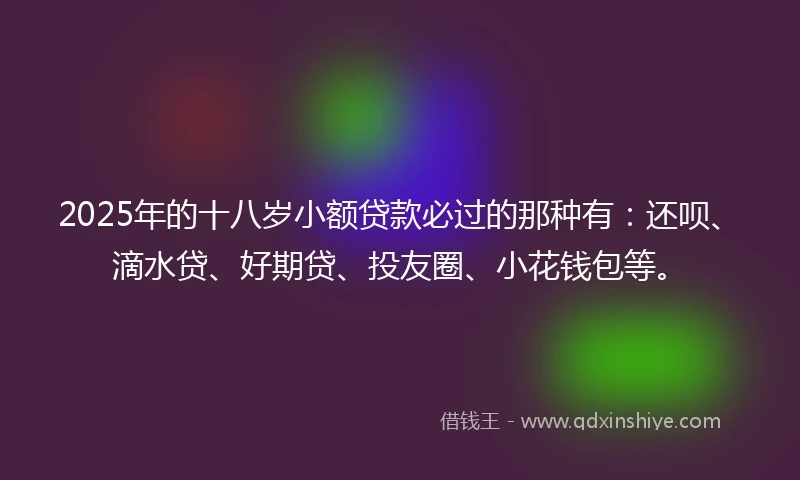 2025年的十八岁小额贷款必过的那种有：还呗、滴水贷、好期贷、投友圈、小花钱包等。