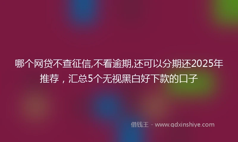 哪个网贷不查征信,不看逾期,还可以分期还2025年推荐，汇总5个无视黑白好下款的口子