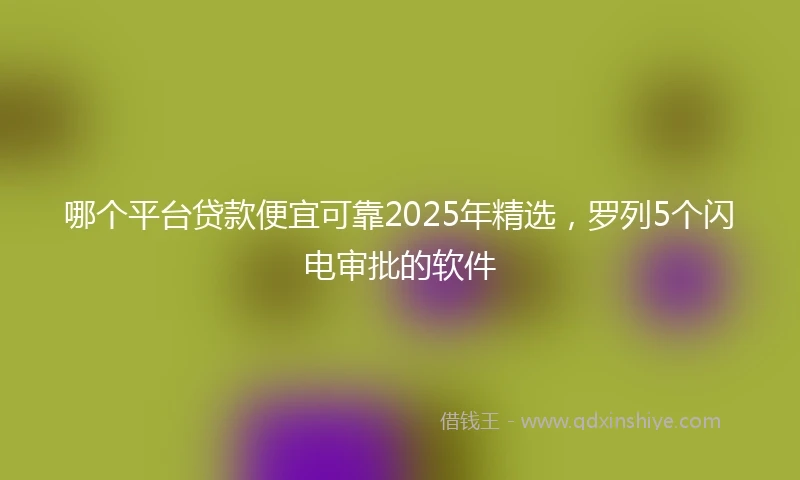 哪个平台贷款便宜可靠2025年精选，罗列5个闪电审批的软件