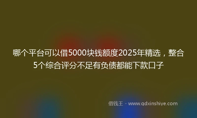 哪个平台可以借5000块钱额度2025年精选，整合5个综合评分不足有负债都能下款口子