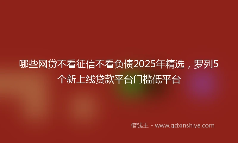 哪些网贷不看征信不看负债2025年精选,罗列5个新上线贷款平台门槛低平台