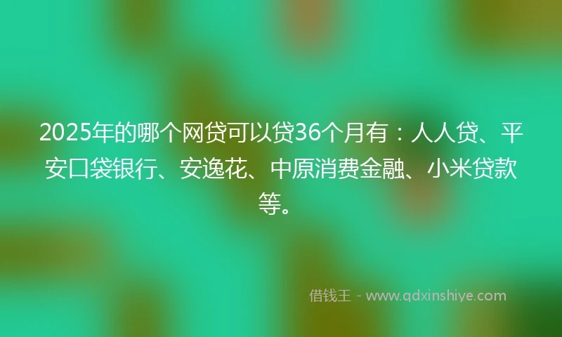 2025年的哪个网贷可以贷36个月有：人人贷、平安口袋银行、安逸花、中原消费金融、小米贷款等。