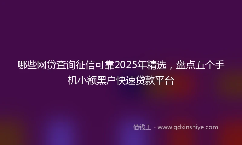 哪些网贷查询征信可靠2025年精选，盘点五个手机小额黑户快速贷款平台