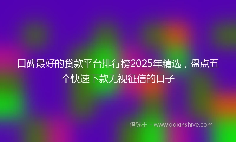 口碑最好的贷款平台排行榜2025年精选,盘点五个快速下款无视征信的口子