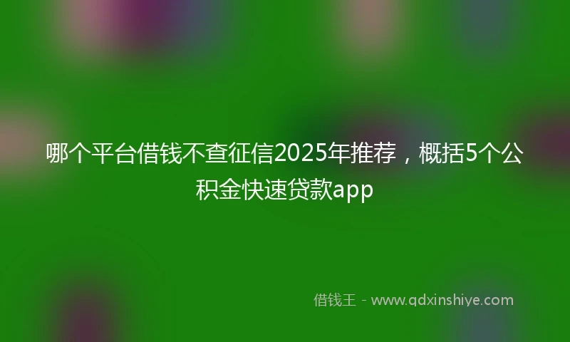 哪个平台借钱不查征信2025年推荐，概括5个公积金快速贷款app
