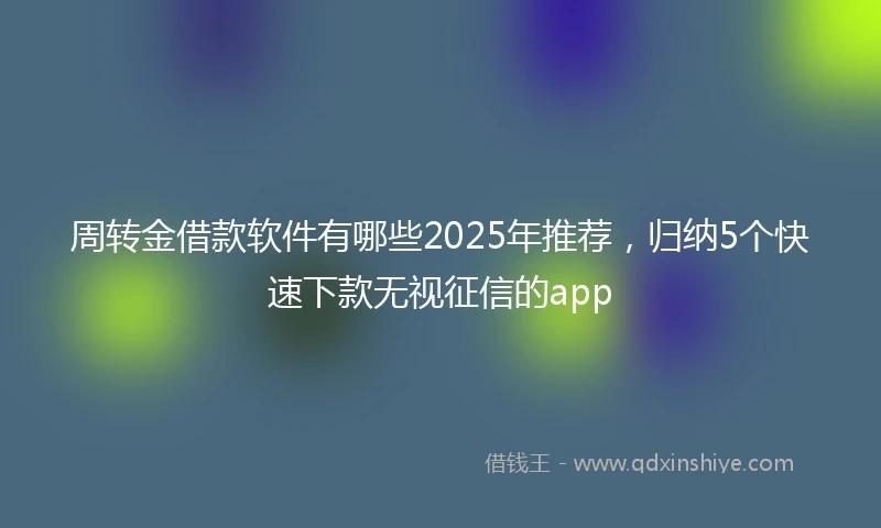 周转金借款软件有哪些2025年推荐，归纳5个快速下款无视征信的app