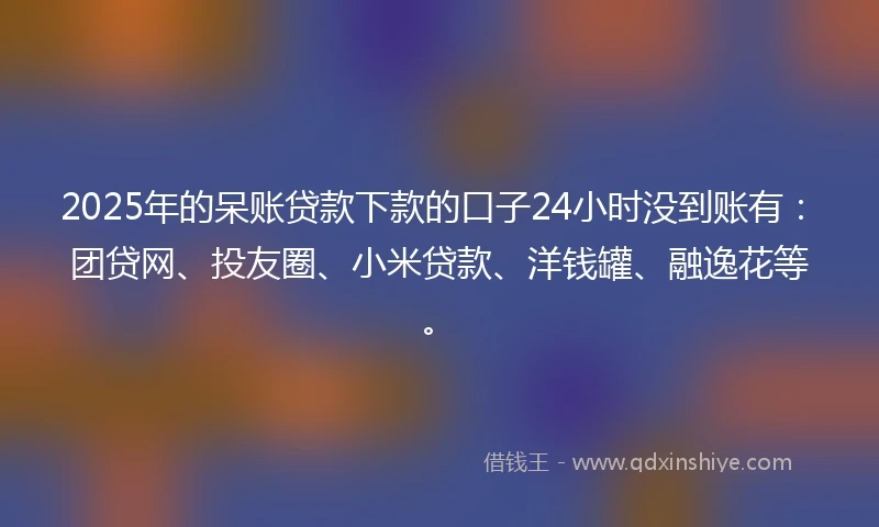 2025年的呆账贷款下款的口子24小时没到账有：团贷网、投友圈、小米贷款、洋钱罐、融逸花等。