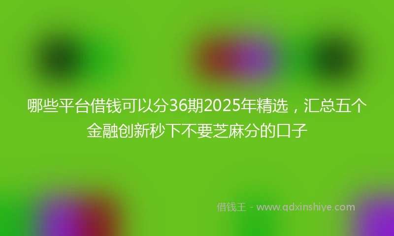 哪些平台借钱可以分36期2025年精选，汇总五个金融创新秒下不要芝麻分的口子