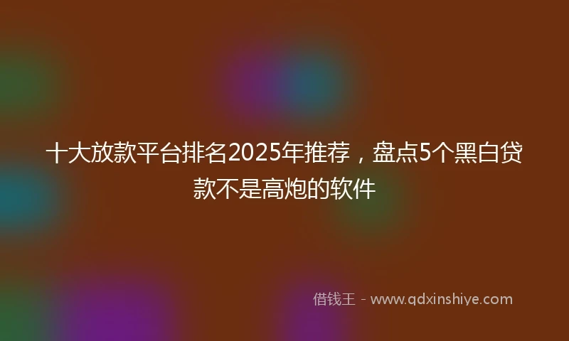 十大放款平台排名2025年推荐，盘点5个黑白贷款不是高炮的软件