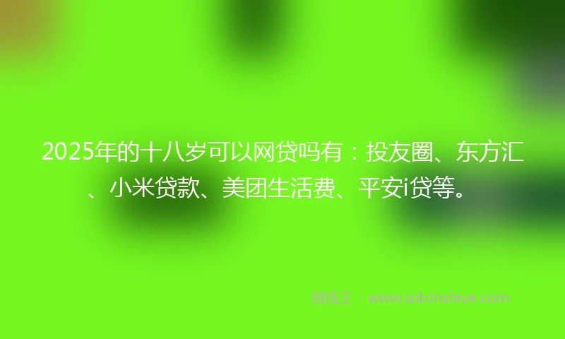 2025年的十八岁可以网贷吗有：投友圈、东方汇、小米贷款、美团生活费、平安i贷等。