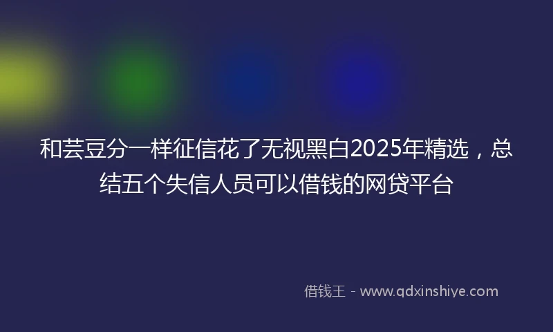 和芸豆分一样征信花了无视黑白2025年精选，总结五个失信人员可以借钱的网贷平台