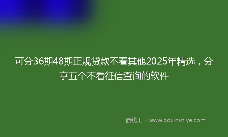 可分36期48期正规贷款不看其他2025年精选，分享五个不看征信查询的软件