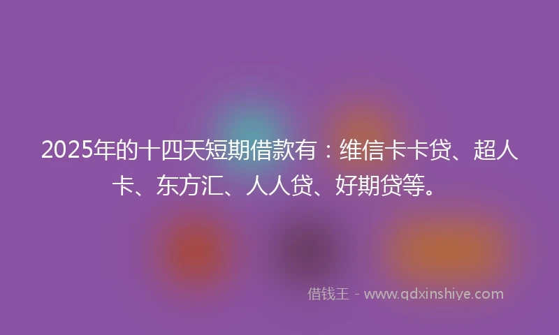 2025年的十四天短期借款有：维信卡卡贷、超人卡、东方汇、人人贷、好期贷等。