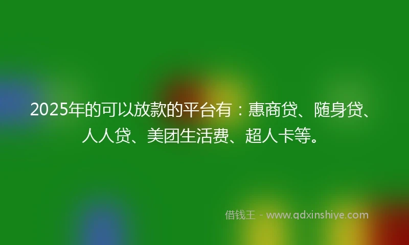 2025年的可以放款的平台有：惠商贷、随身贷、人人贷、美团生活费、超人卡等。