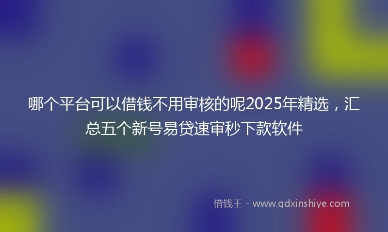 哪个平台可以借钱不用审核的呢2025年精选，汇总五个新号易贷速审秒下款软件