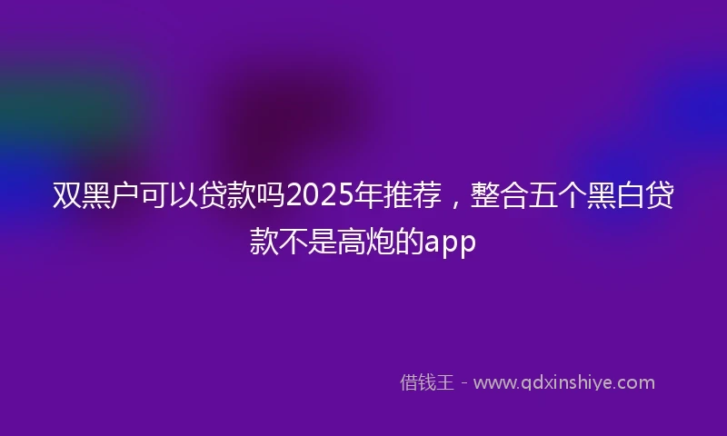 双黑户可以贷款吗2025年推荐，整合五个黑白贷款不是高炮的app