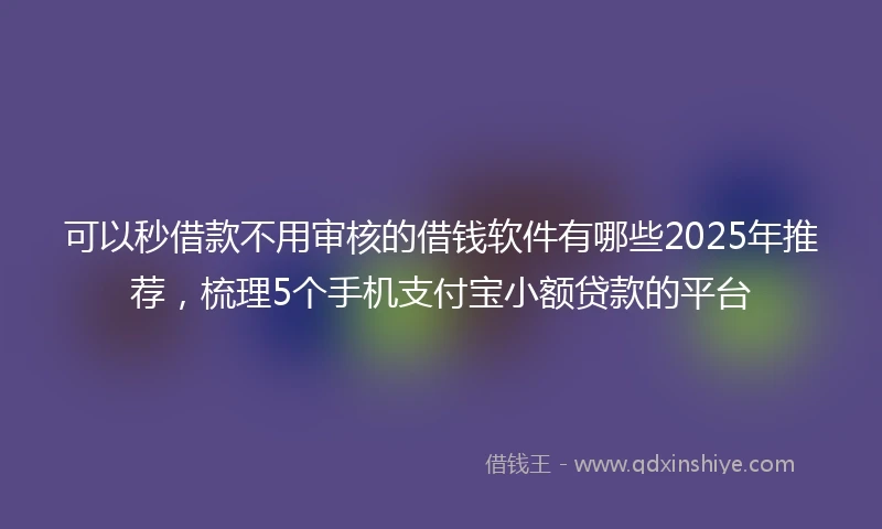 可以秒借款不用审核的借钱软件有哪些2025年推荐，梳理5个手机支付宝小额贷款的平台