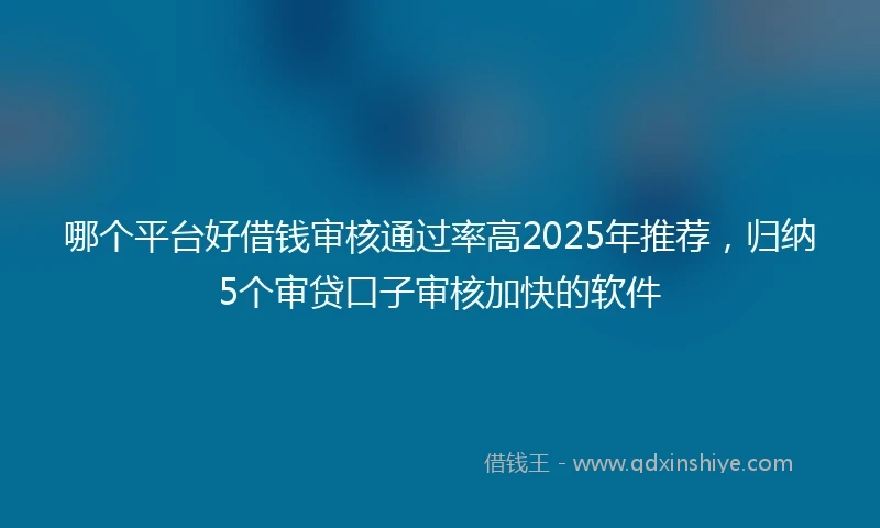 哪个平台好借钱审核通过率高2025年推荐，归纳5个审贷口子审核加快的软件