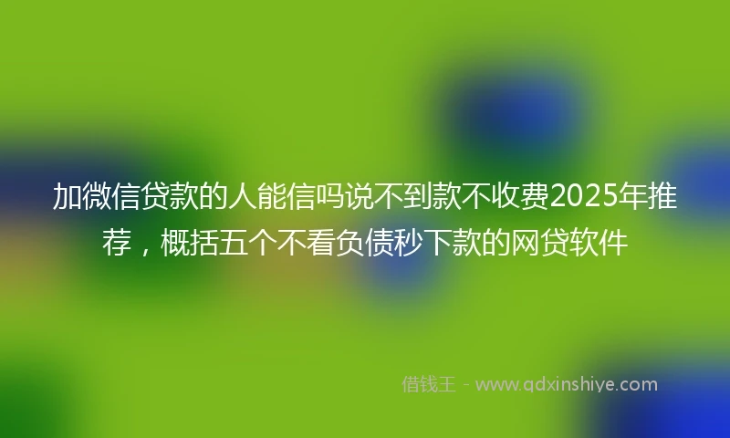 加微信贷款的人能信吗说不到款不收费2025年推荐，概括五个不看负债秒下款的网贷软件