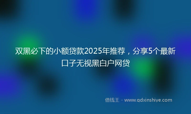 双黑必下的小额贷款2025年推荐，分享5个最新口子无视黑白户网贷