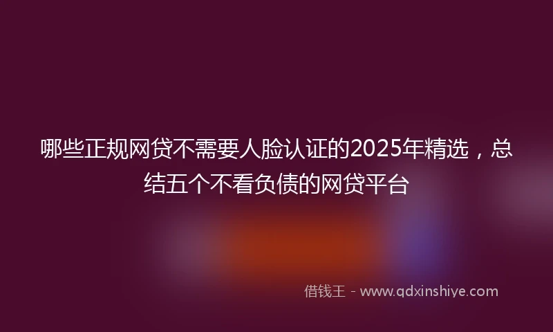 哪些正规网贷不需要人脸认证的2025年精选，总结五个不看负债的网贷平台