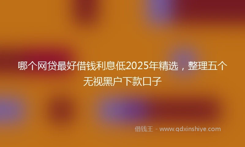 哪个网贷最好借钱利息低2025年精选，整理五个无视黑户下款口子