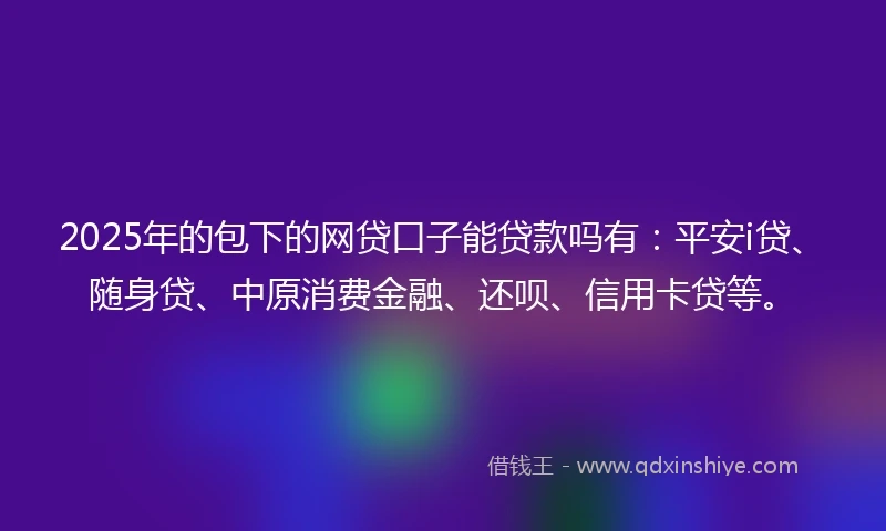 2025年的包下的网贷口子能贷款吗有：平安i贷、随身贷、中原消费金融、还呗、信用卡贷等。