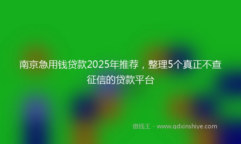 南京急用钱贷款2025年推荐，整理5个真正不查征信的贷款平台