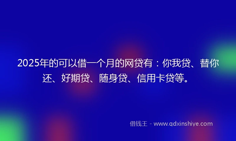 2025年的可以借一个月的网贷有：你我贷、替你还、好期贷、随身贷、信用卡贷等。