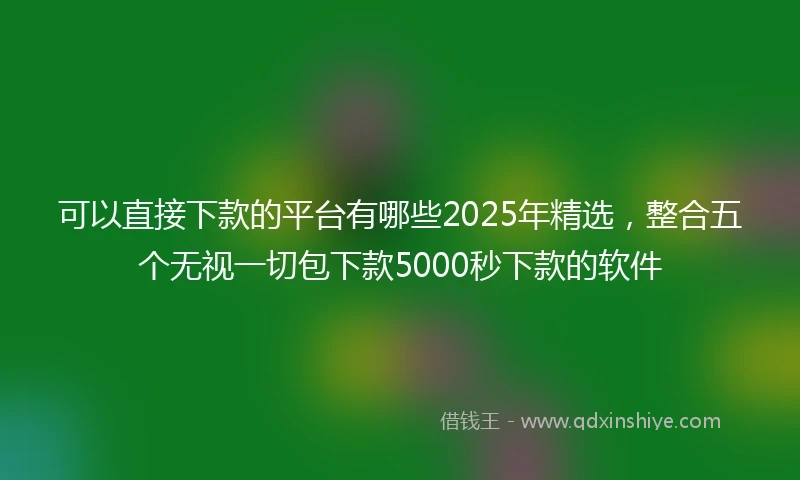 可以直接下款的平台有哪些2025年精选，整合五个无视一切包下款5000秒下款的软件