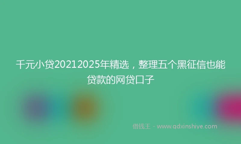 千元小贷20212025年精选，整理五个黑征信也能贷款的网贷口子