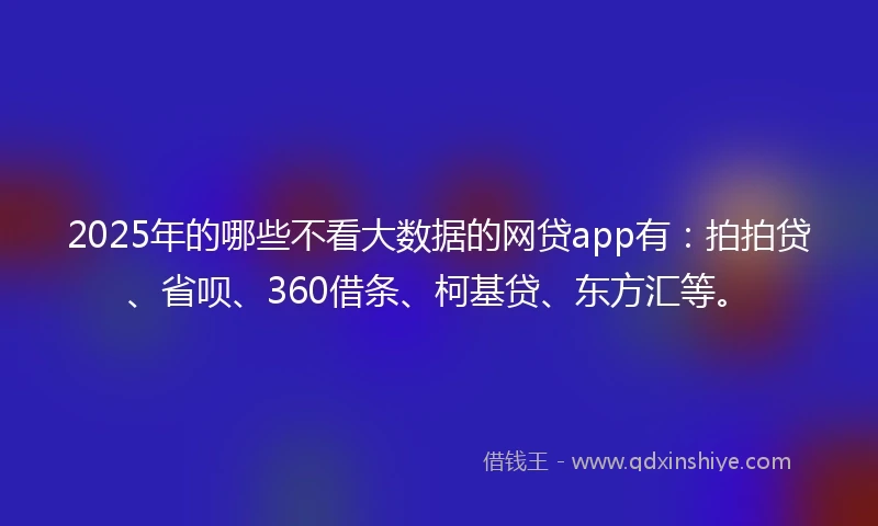 2025年的哪些不看大数据的网贷app有：拍拍贷、省呗、360借条、柯基贷、东方汇等。
