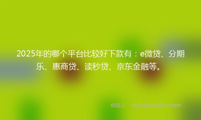 2025年的哪个平台比较好下款有：e微贷、分期乐、惠商贷、读秒贷、京东金融等。