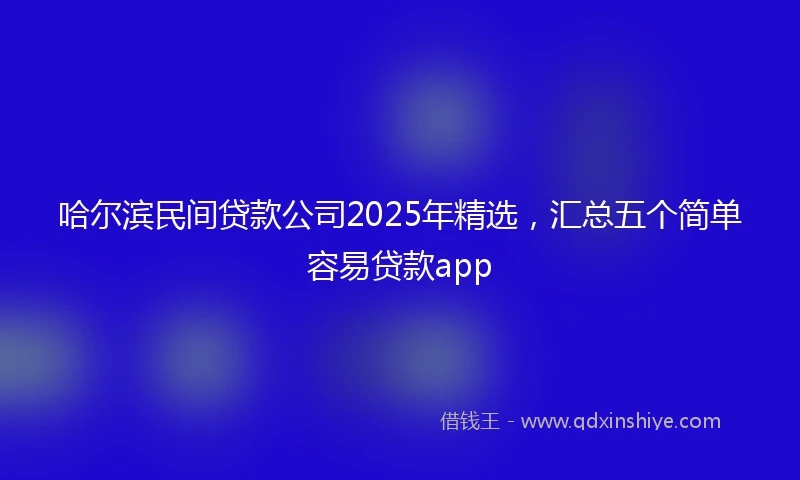 哈尔滨民间贷款公司2025年精选，汇总五个简单容易贷款app