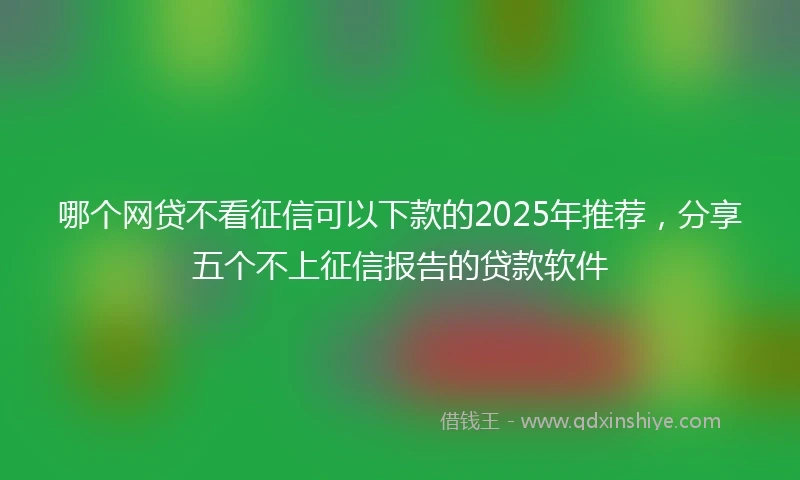 哪个网贷不看征信可以下款的2025年推荐，分享五个不上征信报告的贷款软件