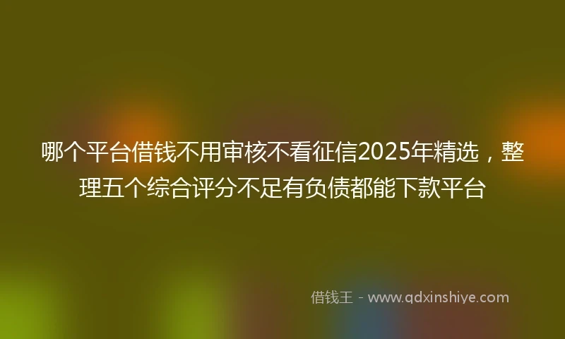哪个平台借钱不用审核不看征信2025年精选，整理五个综合评分不足有负债都能下款平台