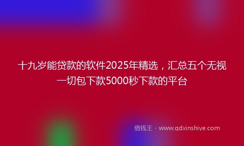 十九岁能贷款的软件2025年精选，汇总五个无视一切包下款5000秒下款的平台