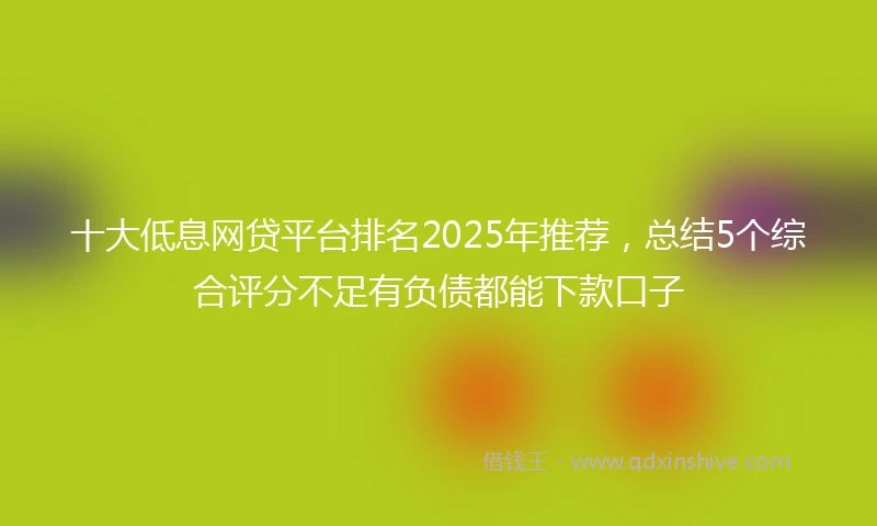 十大低息网贷平台排名2025年推荐，总结5个综合评分不足有负债都能下款口子