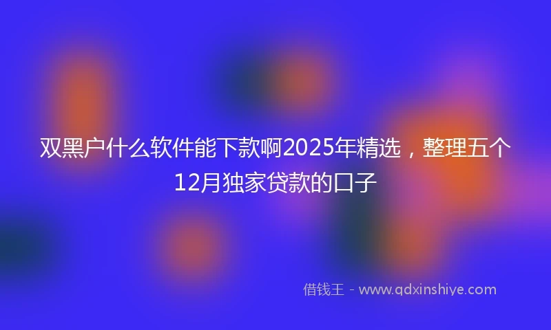 双黑户什么软件能下款啊2025年精选，整理五个12月独家贷款的口子