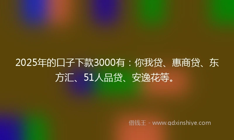 2025年的口子下款3000有：你我贷、惠商贷、东方汇、51人品贷、安逸花等。