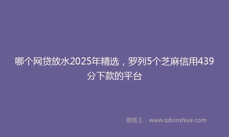 哪个网贷放水2025年精选，罗列5个芝麻信用439分下款的平台