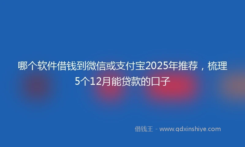 哪个软件借钱到微信或支付宝2025年推荐，梳理5个12月能贷款的口子