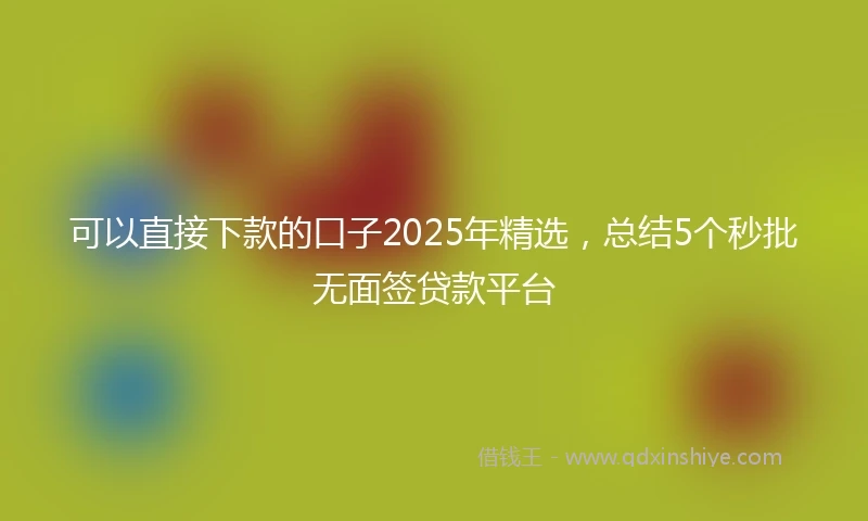 可以直接下款的口子2025年精选，总结5个秒批无面签贷款平台