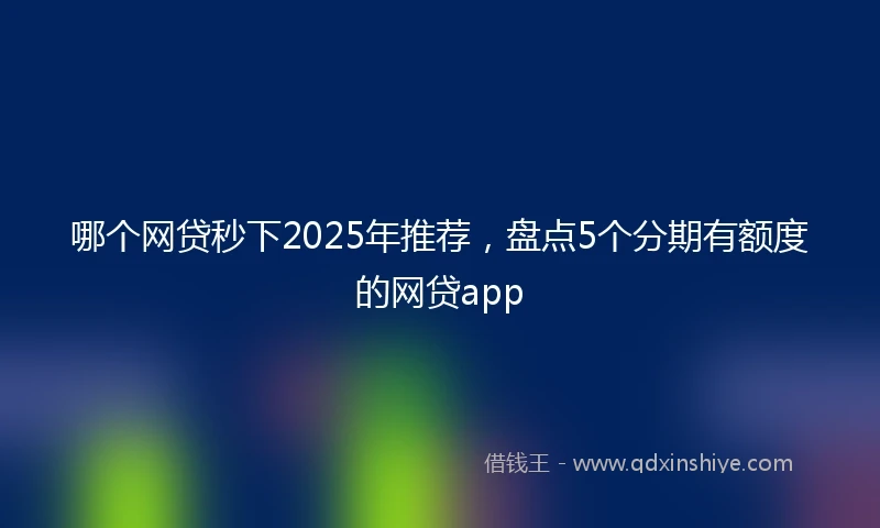 哪个网贷秒下2025年推荐，盘点5个分期有额度的网贷app